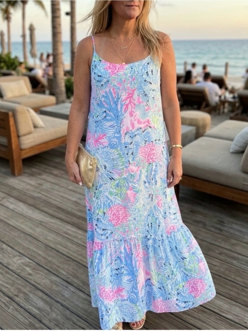 Winni Maxi Dress in Sink or Swim print